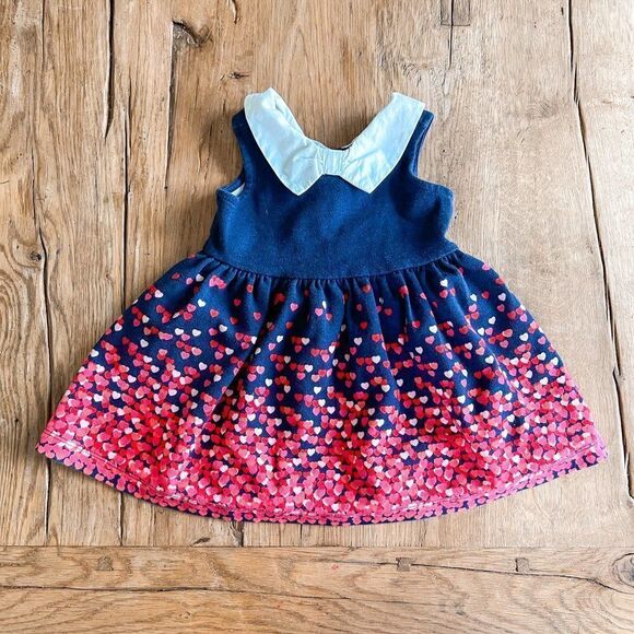 Janie & Jack Collared Confetti Heart Dress, Size 6-12M - Picture 1 of 5